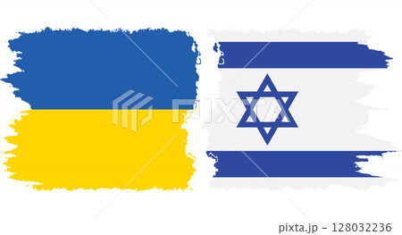 Israel and Ukraine grunge flags connection vector 128032236