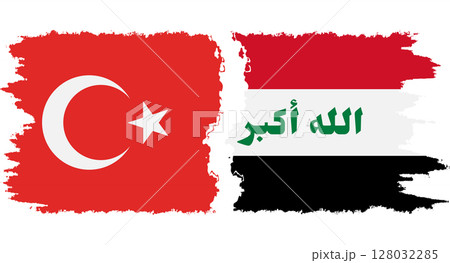 Iraq and Turkey grunge flags connection vector 128032285