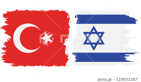 Israel and Turkey grunge flags connection vector 128032287