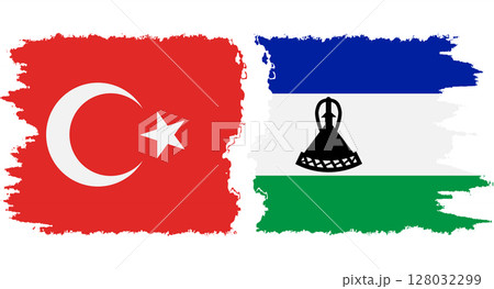Lesotho and Turkey grunge flags connection vector 128032299