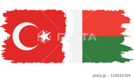 Madagascar and Turkey grunge flags connection vector Madagascar and Turkey grunge flags connection vector 128032304