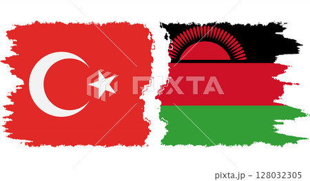 Malawi and Turkey grunge flags connection vector Malawi and Turkey grunge flags connection vector 128032305