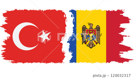Moldova and Turkey grunge flags connection vector 128032317