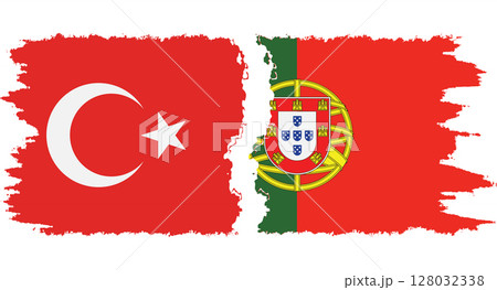 Portugal and Turkey grunge flags connection vector 128032338