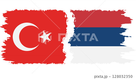 Serbia and Turkey grunge flags connection vector Serbia and Turkey grunge flags connection vector 128032350