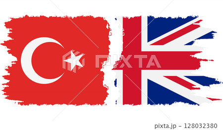 UK and Turkey grunge flags connection vector 128032380