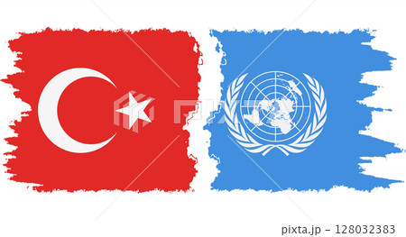 UN and Turkey grunge flags connection vector 128032383