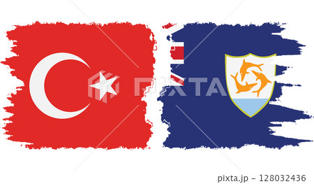 Anguilla and Turkey grunge flags connection vector 128032436