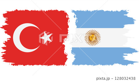 Argentina and Turkey grunge flags connection vector 128032438