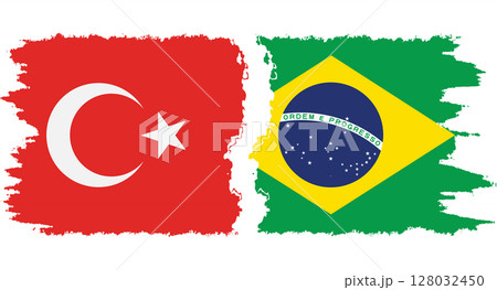 Brazil and Turkey grunge flags connection vector 128032450