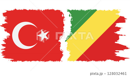Congo-Brazzaville and Turkey grunge flags connection vector Congo-Brazzaville and Turkey grunge flags connection vector 128032461