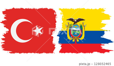 Ecuador and Turkey grunge flags connection vector 128032465