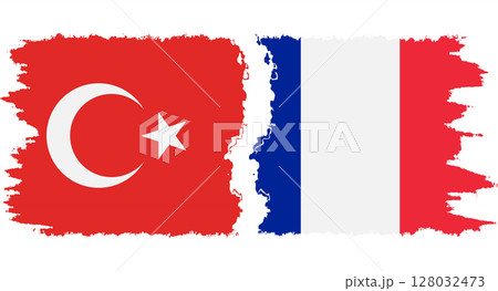 France and Turkey grunge flags connection vector 128032473