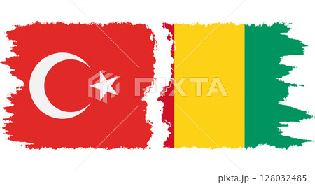 Guinea and Turkey grunge flags connection vector 128032485