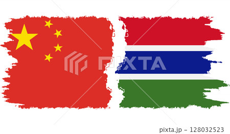 Gambia and China grunge flags connection vector 128032523