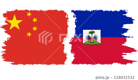 Haiti and China grunge flags connection vector 128032532
