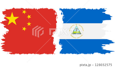Nicaragua and China grunge flags connection vector Nicaragua and China grunge flags connection vector 128032575