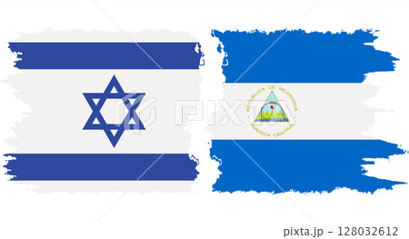 Nicaragua and Israel grunge flags connection vector 128032612