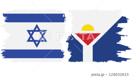 Saint Martin and Israel grunge flags connection vector 128032633