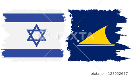 Tokelau and Israel grunge flags connection vector 128032657