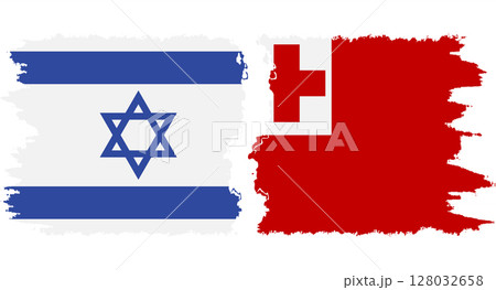 Tonga and Israel grunge flags connection vector 128032658