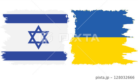 Ukraine and Israel grunge flags connection vector 128032666