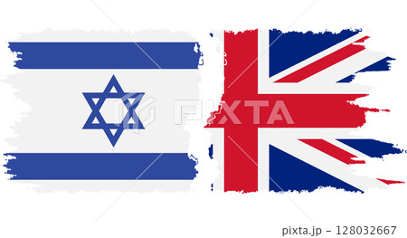 UK and Israel grunge flags connection vector UK and Israel grunge flags connection vector 128032667