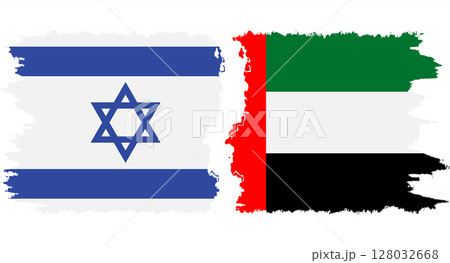 United Arab Emirates and Israel grunge flags connection vector 128032668