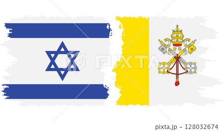Vatican and Israel grunge flags connection vector 128032674