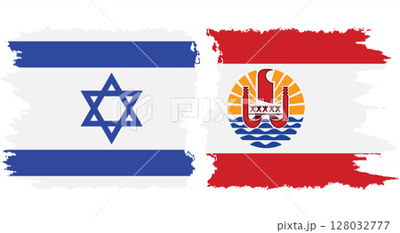 French Polynesia and Israel grunge flags connection vector 128032777
