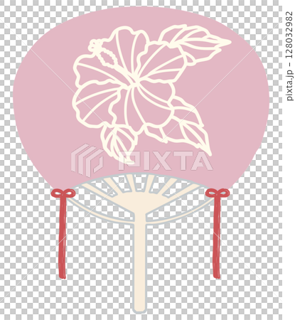 Simple fan illustration, hibiscus, pink Simple fan illustration, hibiscus, pink 128032982