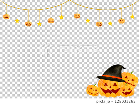 Halloween pumpkin frame garland illustration 128033265