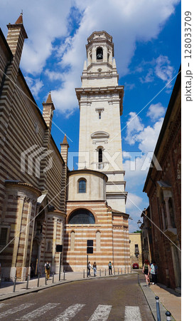 Verona Cathedral of Santa Maria Matricolare in historic centre of Verona town, Italy, Europe. 128033709