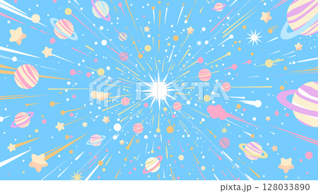 パステルカラーのかわいい宇宙爆発ベクター背景 パステルカラーのかわいい宇宙爆発ベクター背景 128033890