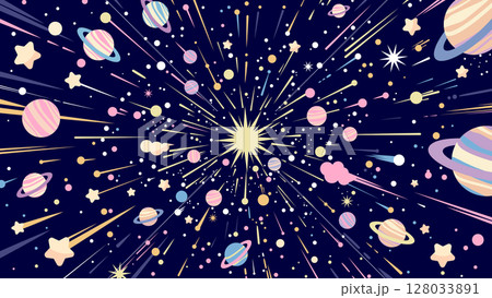 宇宙の爆発の背景イラスト ベクター  128033891