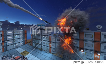 攻撃される未来都市の風景 攻撃される未来都市の風景 128034083