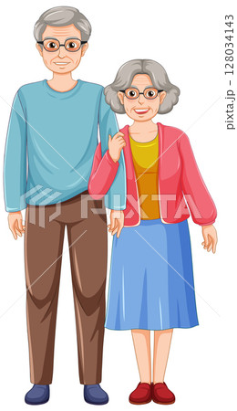 Elderly Couple Smiling in Casual Attire 128034143