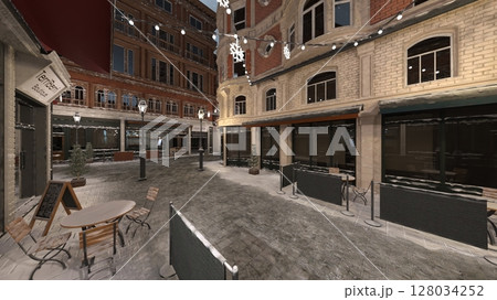 石畳のある街かど 128034252