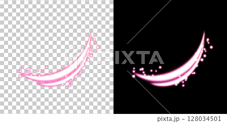 Pink light trail and magic sparks (transparent + black background) 128034501