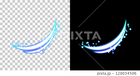 藍色光跡和火花（透明+黑色背景） 128034506