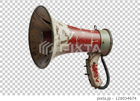 Old loudspeaker on a white background 128034674