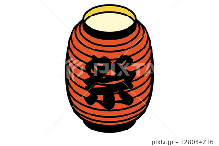 祭りの文字入り提灯のシンプルな線画イラスト、夏のアイソメトリックイラスト 祭りの文字入り提灯のシンプルな線画イラスト、夏のアイソメトリックイラスト 128034716