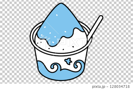 刨冰的簡單線條畫插圖,夏季等距插圖 刨冰的簡單線條畫插圖,夏季等距插圖 128034718