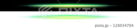 緑の光ビームエフェクト（上黒・下透過背景） 128034784
