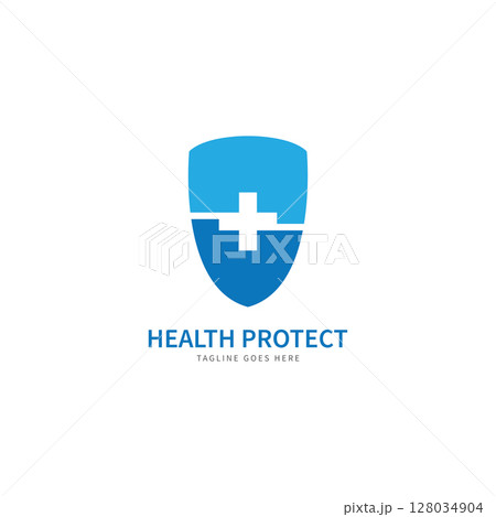 health protection with shield logo design vector template for medical or insurance company-vector 128034904