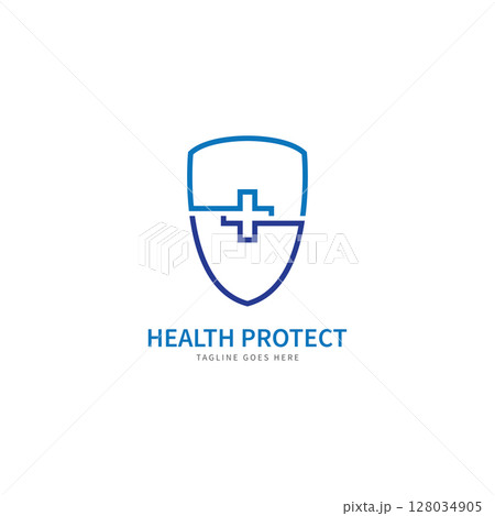 health protection with shield logo design vector template for medical or insurance company-vector 128034905