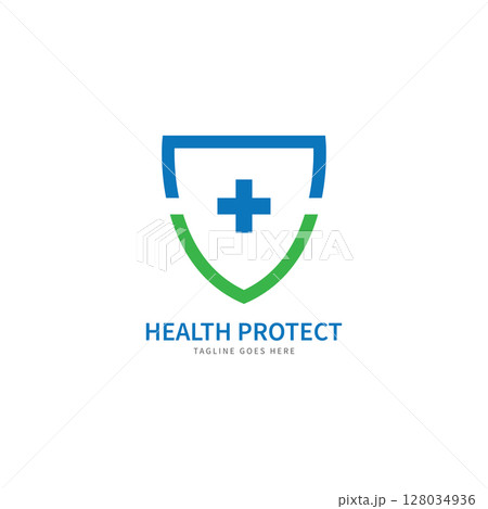 health protection with shield logo design vector template for medical or insurance company-vector 128034936