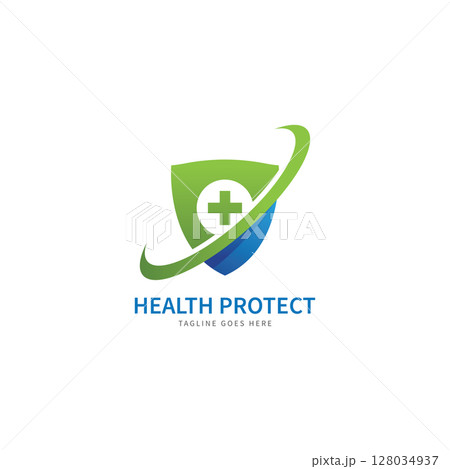 health protection with shield logo design vector template for medical or insurance company-vector 128034937