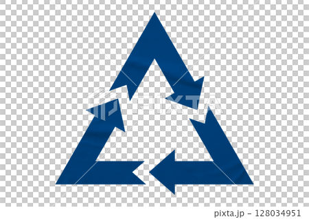 Blue recycle symbol paper isolated on transparent background 128034951