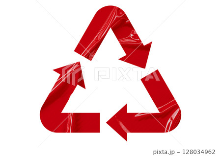 Red recycle symbol paper isolated on transparent background 128034962